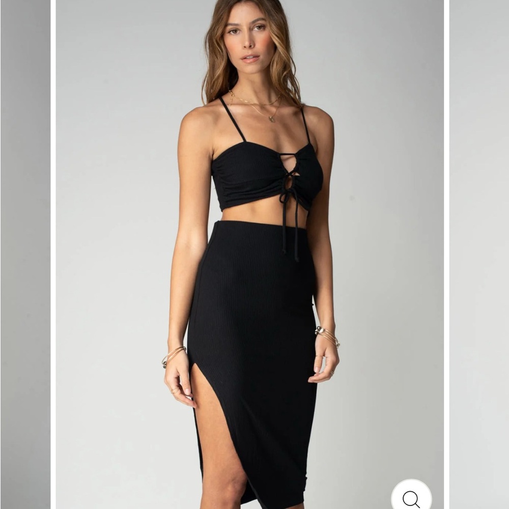Black Asymmetrical Pencil Skirt with Slit